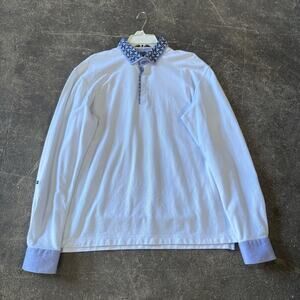 Maceoo Rugby Polo Shirt Mens L White Newton Long Sleeve Collared Preppy